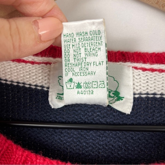 Vintage QUACKER FACTORY Red White Blue Flag Star Cotton Ramie Sweater Size Large - Picture 7 of 7